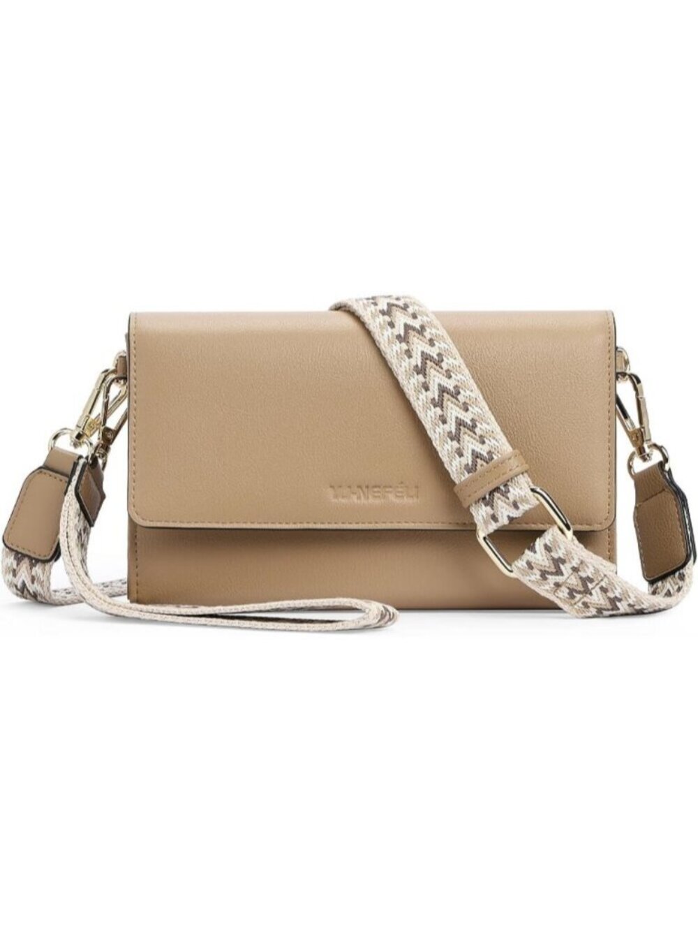 〽️Women's Khaki Wristlet Phone Mini Purse Small Vegan Leather Crossbody Bags